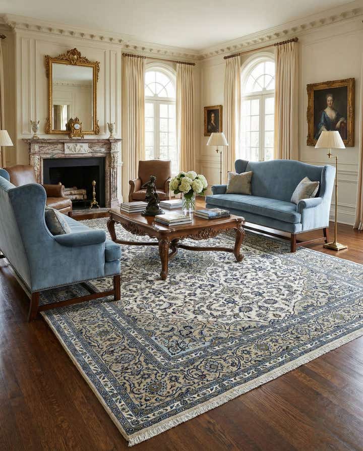 9' 8 x 13' 5 Kashan Wool Rug