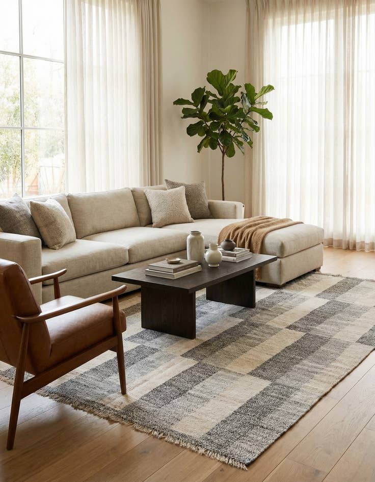 Detail image of  6' 10 x 9' 6  Hand Woven Kilim Modern Wool Rug