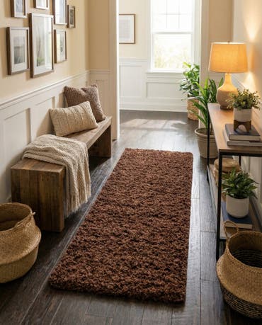  2' x 6' Solid Shag Runner Rug