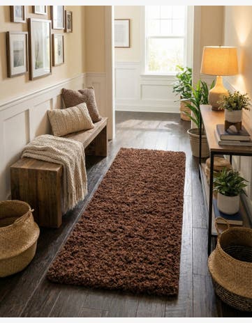 2' x 6' Solid Shag Runner Rug
