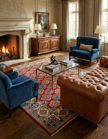 6' x 8' 7 Hand Knotted Kazak Rug