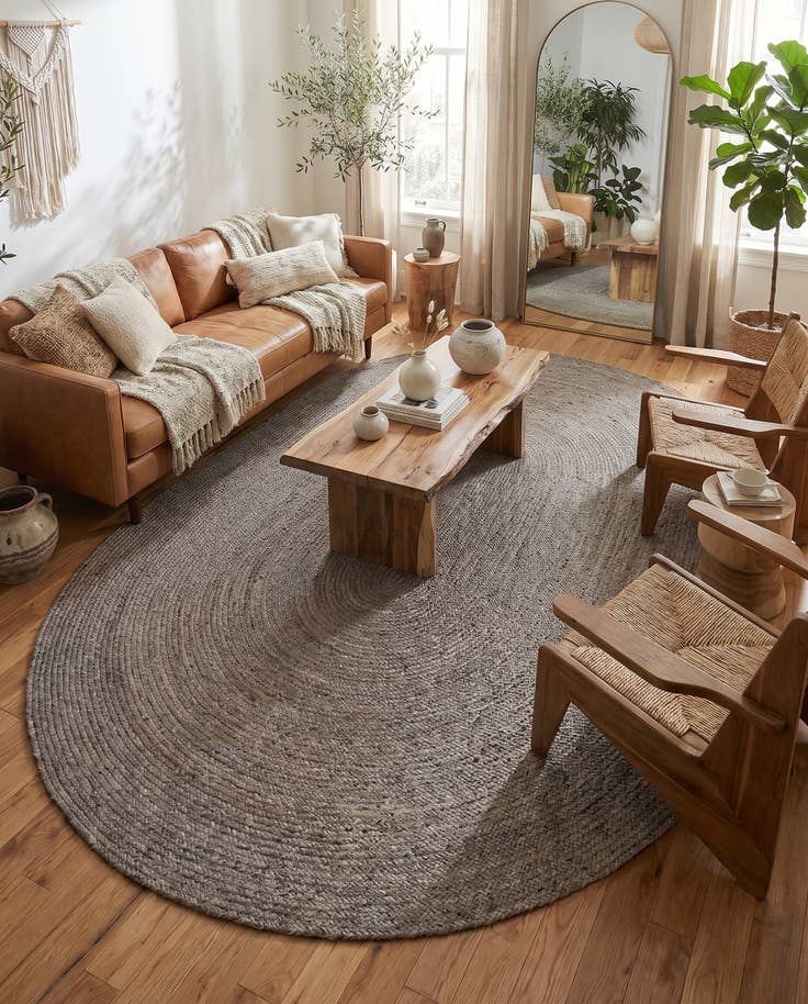 Detail image of 8' x 10' Handmade Braided Jute Oval Rug