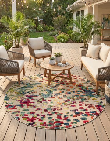 Easy-Clean Casablanca Indoor / Outdoor Round Rug
