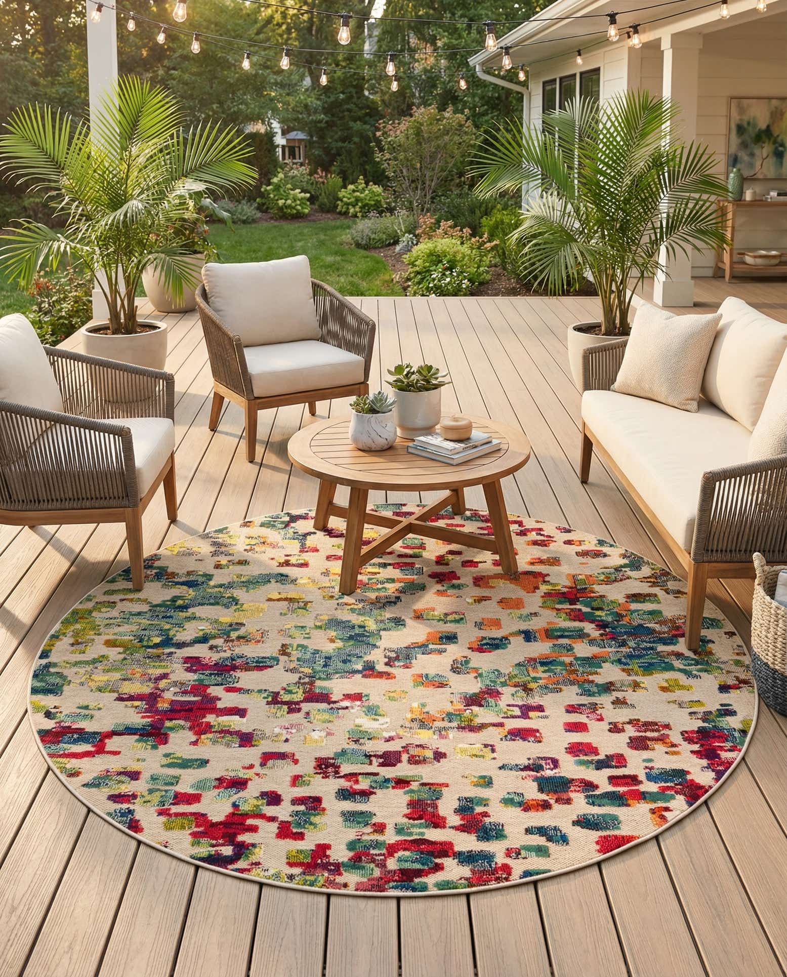 7' 10 x 7' 10 Easy-Clean Casablanca Indoor / Outdoor Round Rug