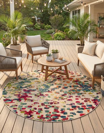 Easy-Clean Casablanca Indoor / Outdoor Round Rug