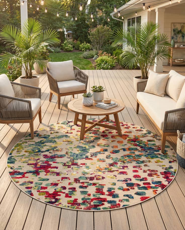 Detail image of 7' 10 x 7' 10 Easy-Clean Casablanca Indoor / Outdoor Round Rug