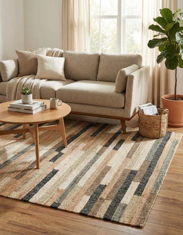 Beige Hand Woven Kala Handwoven Jute Rug