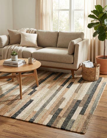 Beige Hand Woven Kala Handwoven Jute Rug