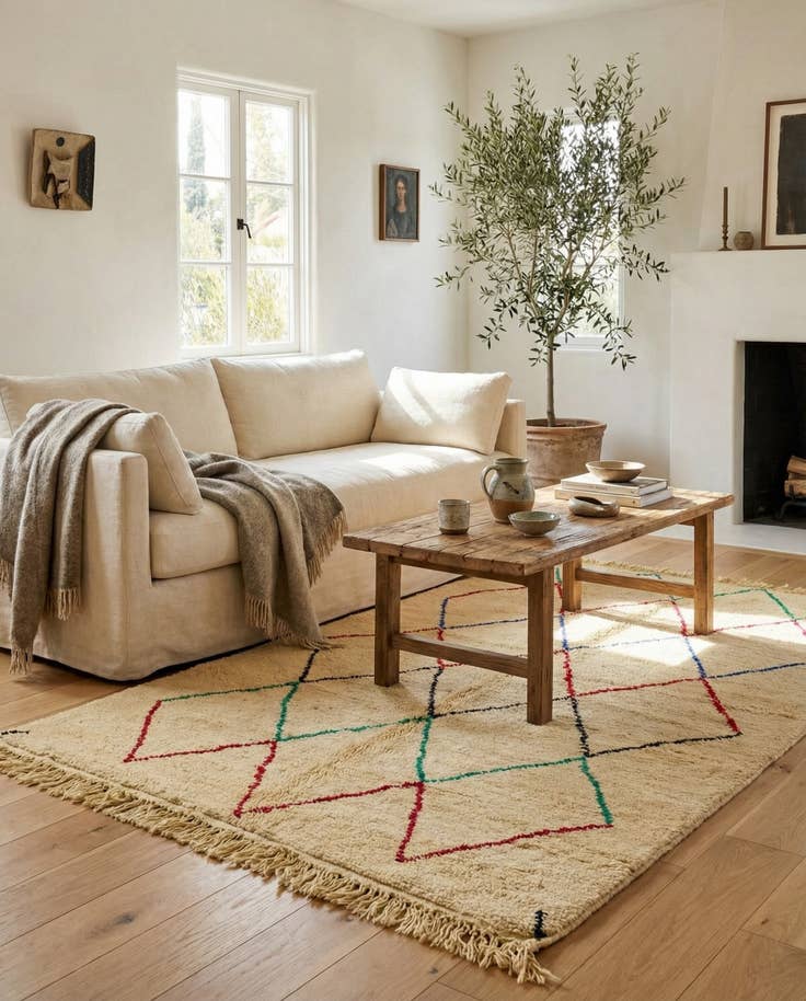 Detail image of 5' 1 x 8' 2 Hand Knotted Moroccan Wool Rug