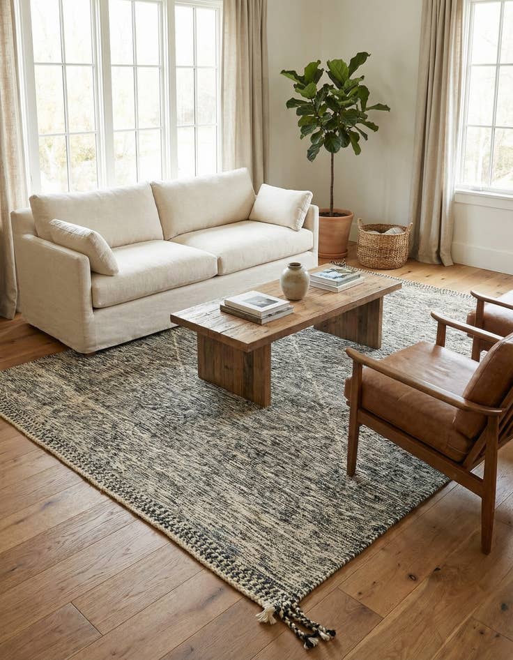 Detail image of 6' 8 x 9' 5  Hand Knotted Moroccan Wool Rug