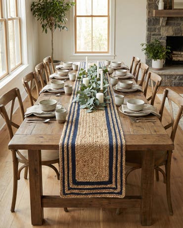  1' 2 x 10'  Hand Braided Jute Table Runner Rug