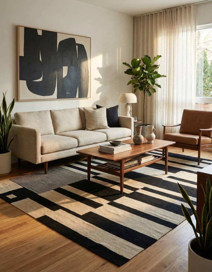 Detail image of 6' 10 x 9' 8  Hand Woven Kilim Modern Wool Rug