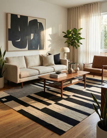 6' 10 x 9' 8 Hand Woven Kilim Modern Wool Rug