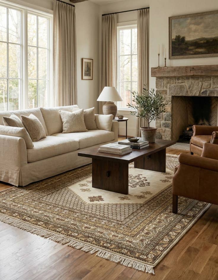 Detail image of 6' 6 x 9'  Hand Knotted Moroccan Wool Rug