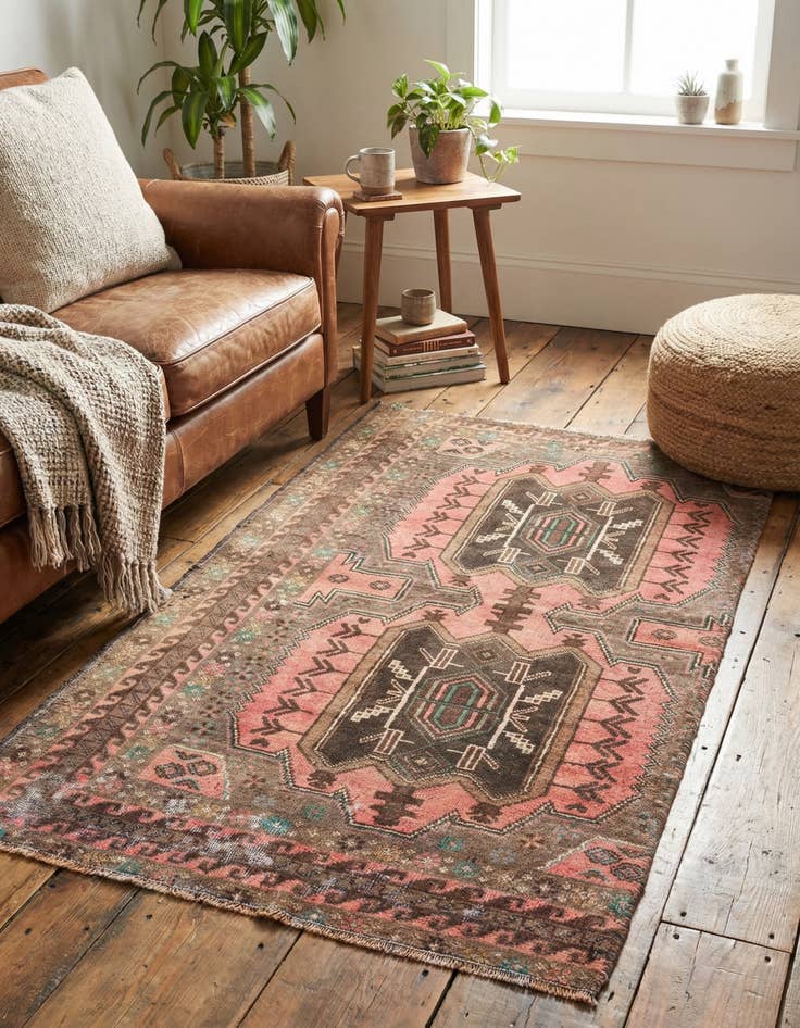 Detail image of  2' 6 x 4' 6  Hand Knotted Ultra Vintage Persian Wool Rug