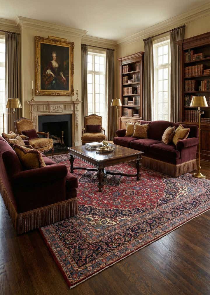 9' 7 x 13' 2 Hand Knotted Kashan Persian Wool Rug