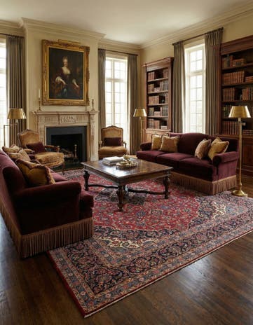9' 7 x 13' 2 Hand Knotted Kashan Persian Wool Rug