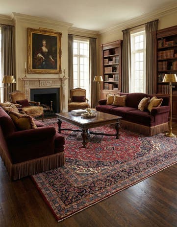 9' 7 x 13' 2 Hand Knotted Kashan Persian Wool Rug