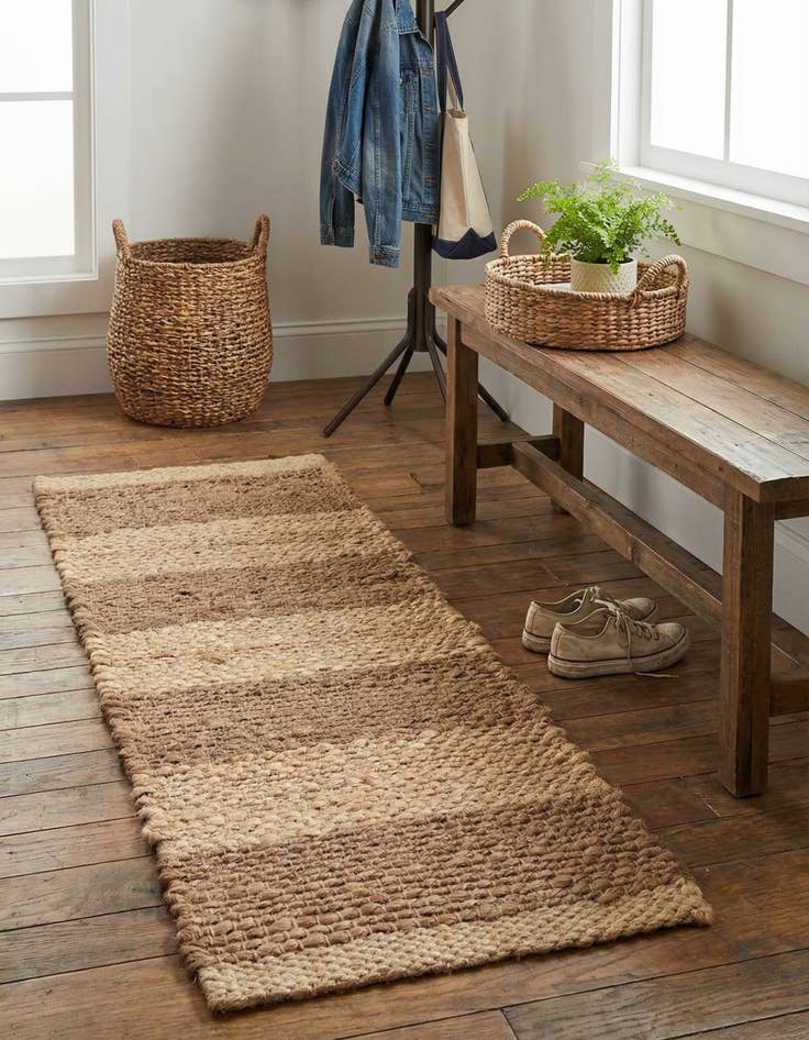 Detail image of 0' 9 x 2' 6  Hand Woven Braided Jute Stair Rug