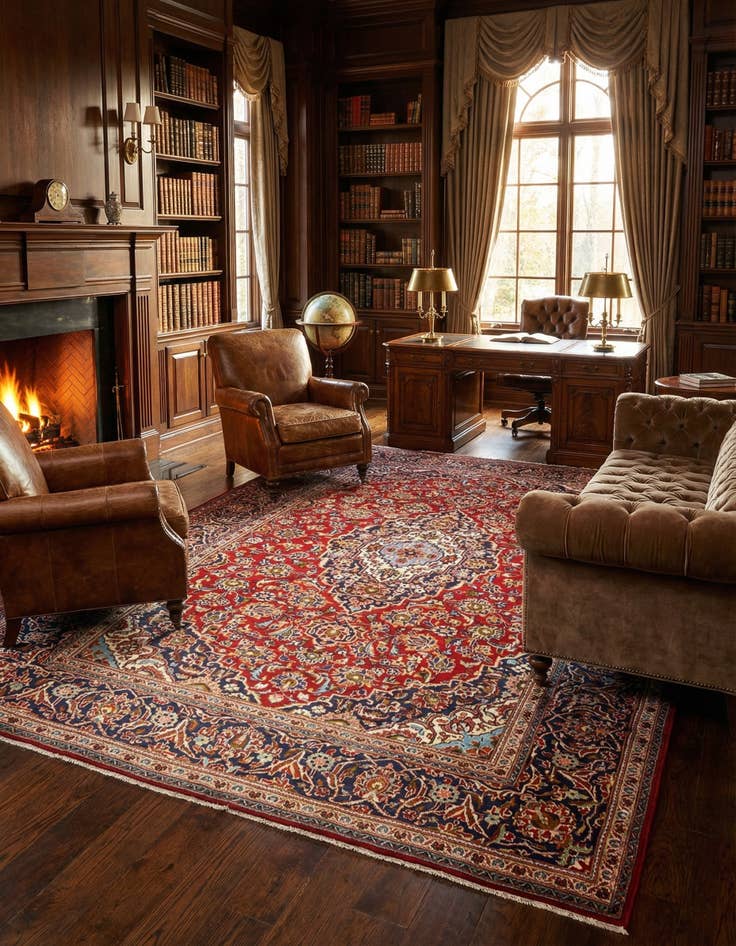 Detail image of 7' 11 x 11' 11 Kashan Wool Rug