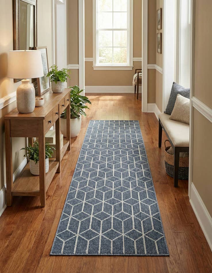 Detail image of 2' 7 x 12'  Washable Trellis Indoor / Outdoor Runner Rug