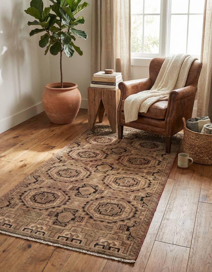 Detail image of  2' 6 x 5' 4  Hand Knotted Ultra Vintage Persian Wool Runner Rug