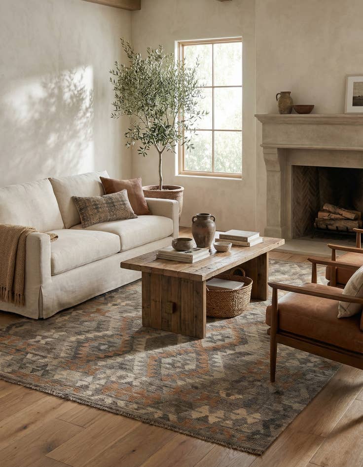 Detail image of 5' 9 x 8' 2  Hand Woven Kilim Maymana Wool Rug