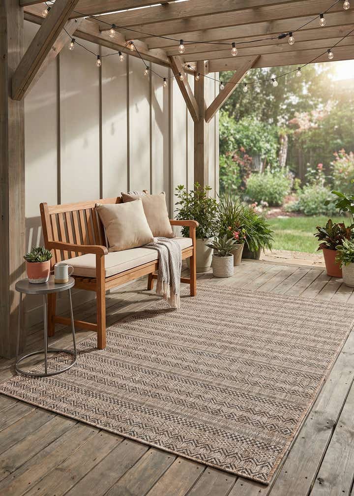 4' x 6' Easy-Clean Striped Indoor / Outdoor Rug