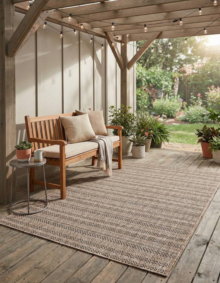 Detail image of 4' x 6'  Washable Striped Indoor / Outdoor Rug