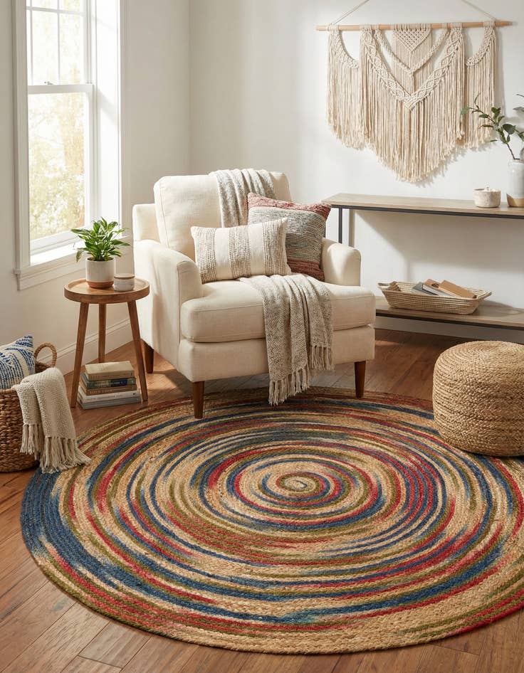 Detail image of 4' 1 x 4' 1  Hand Braided Jute Round Rug