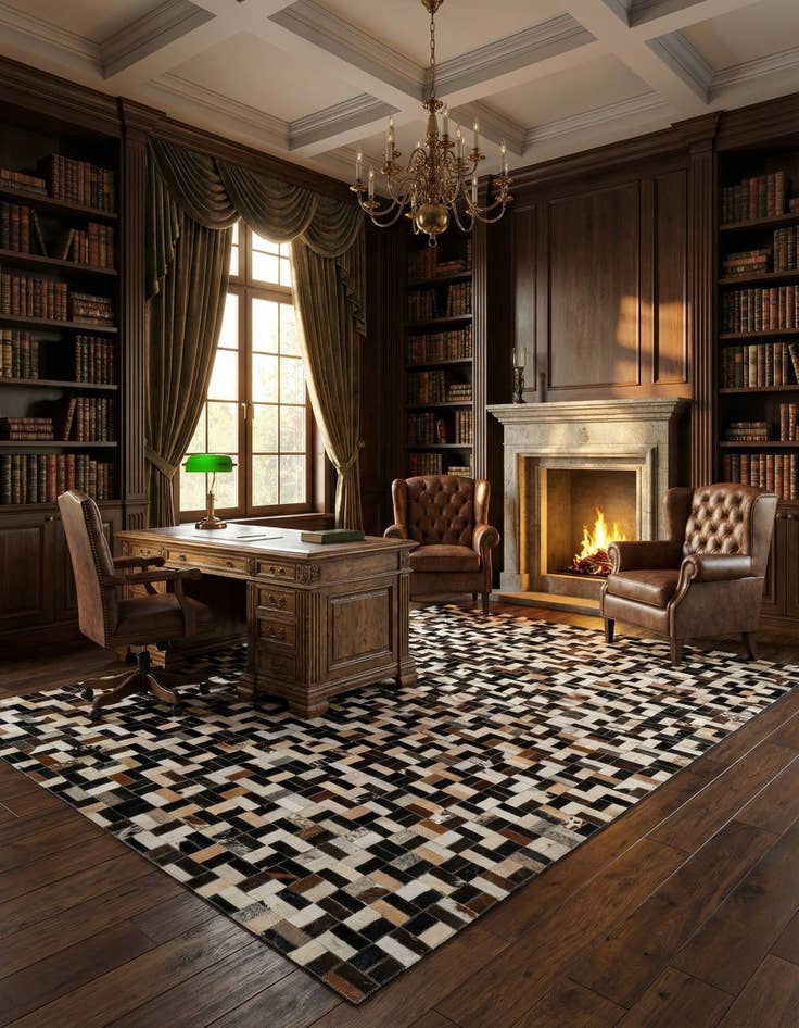 Detail image of  5' 1 x 8' Cowhide - Patchwork Rug