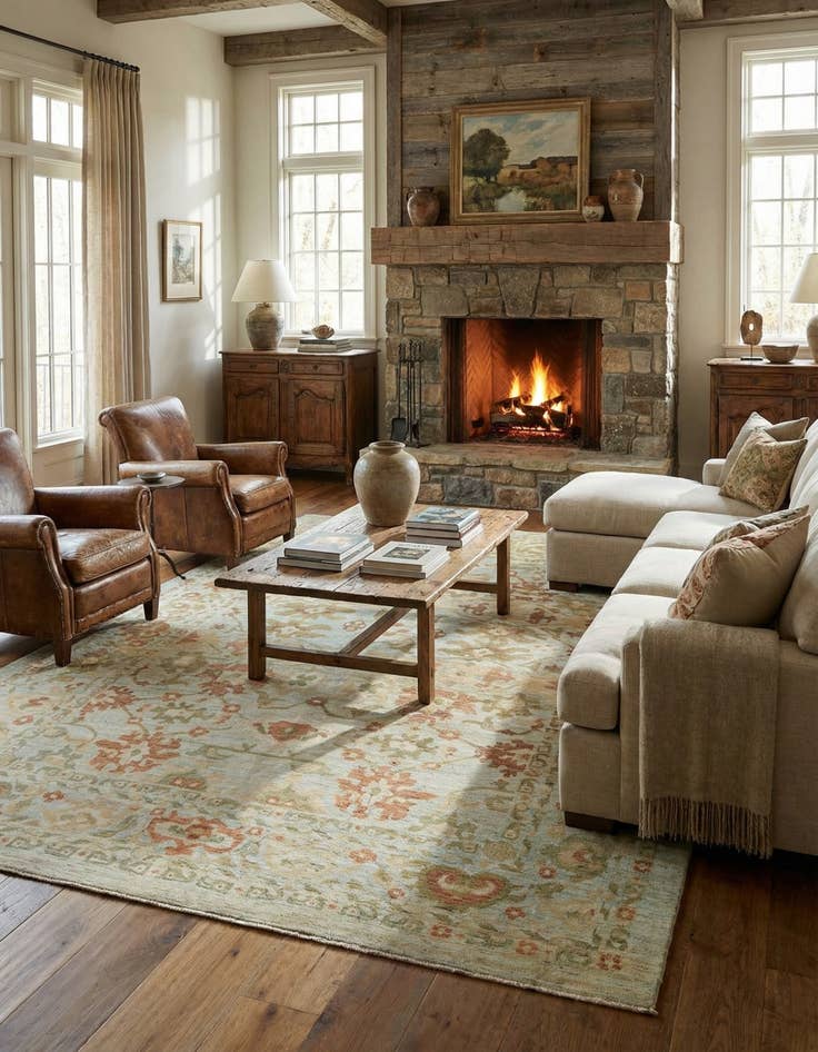 Detail image of 12' 3 x 16' 9  Hand Knotted Oushak Wool Rug