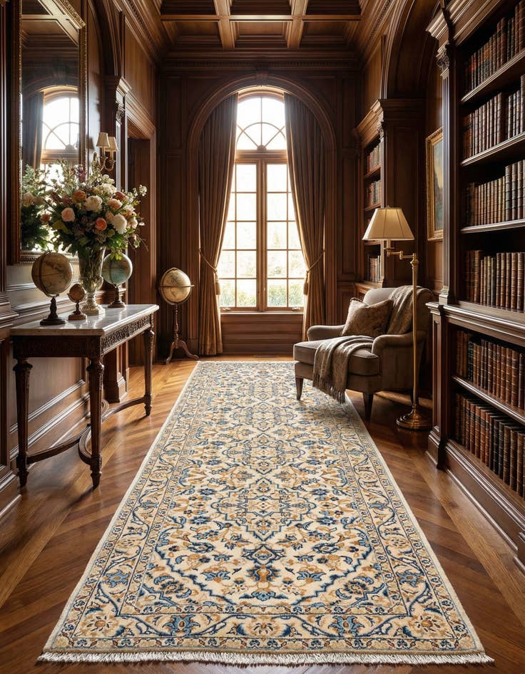 Detail image of 3' 3 x 9' 8 Kashan Wool Runner Rug