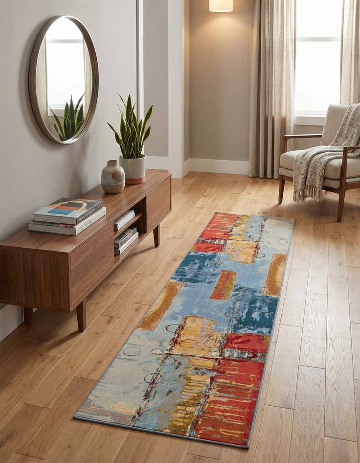 Detail image of 2' 7 x 11'  Washable Modern Indoor / Outdoor Runner Rug