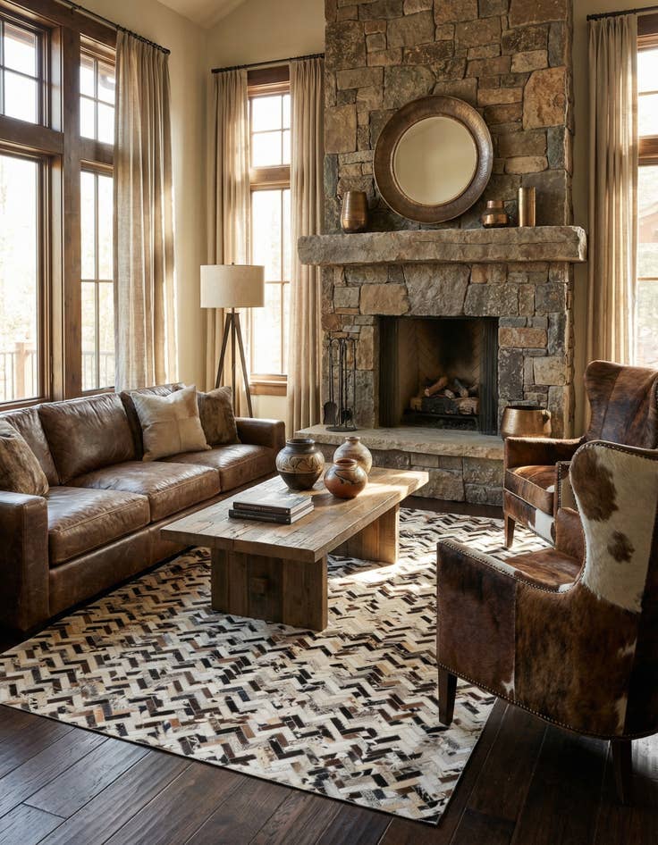 Detail image of 5' x 8' 1 Cowhide Stocks Rug