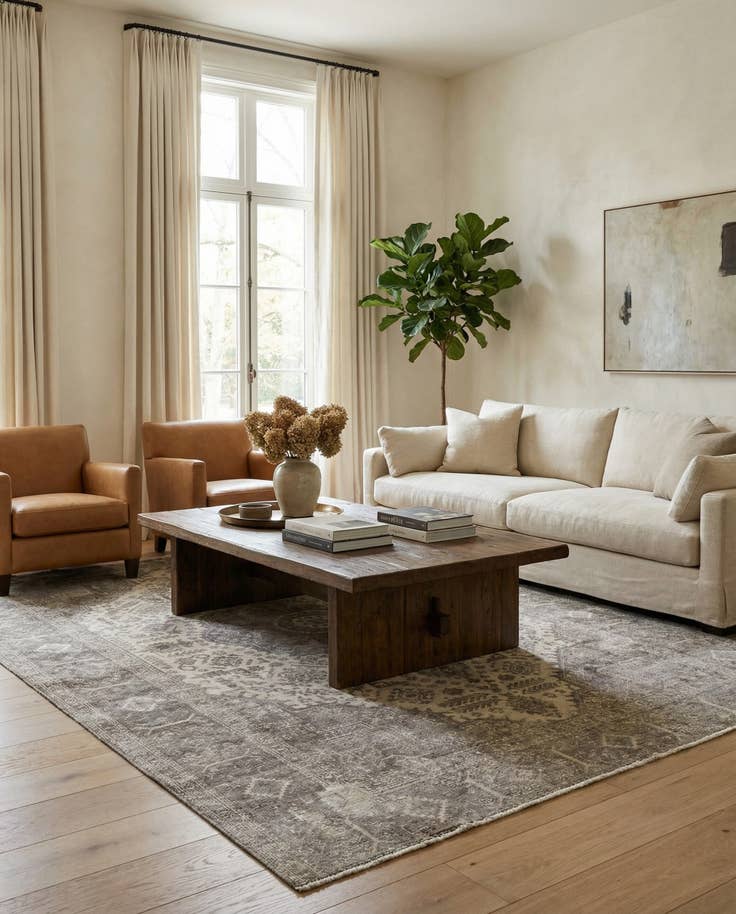 Detail image of 6' 7 x 9' Hand Knotted Ultra Vintage Persian Wool Rug