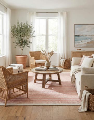 Blush Pink Hand Woven Lariat Square Rug