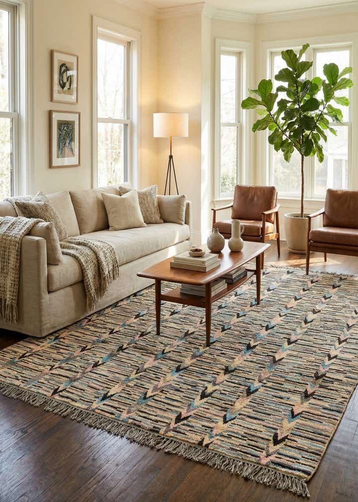 8' 9 x 10' 5 Hand Knotted Moroccan Wool Rug