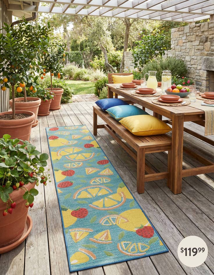 Detail image of 2' 7 x 12'  Washable Baja Indoor / Outdoor Runner Rug