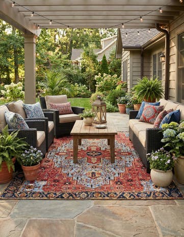 9' x 12' Easy-Clean Traditional Indoor / Outdoor Rug