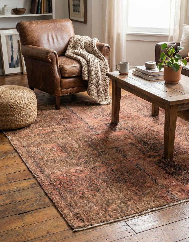 Detail image of 3' 3 x 3' 8  Hand Knotted Ultra Vintage Persian Wool Square Rug