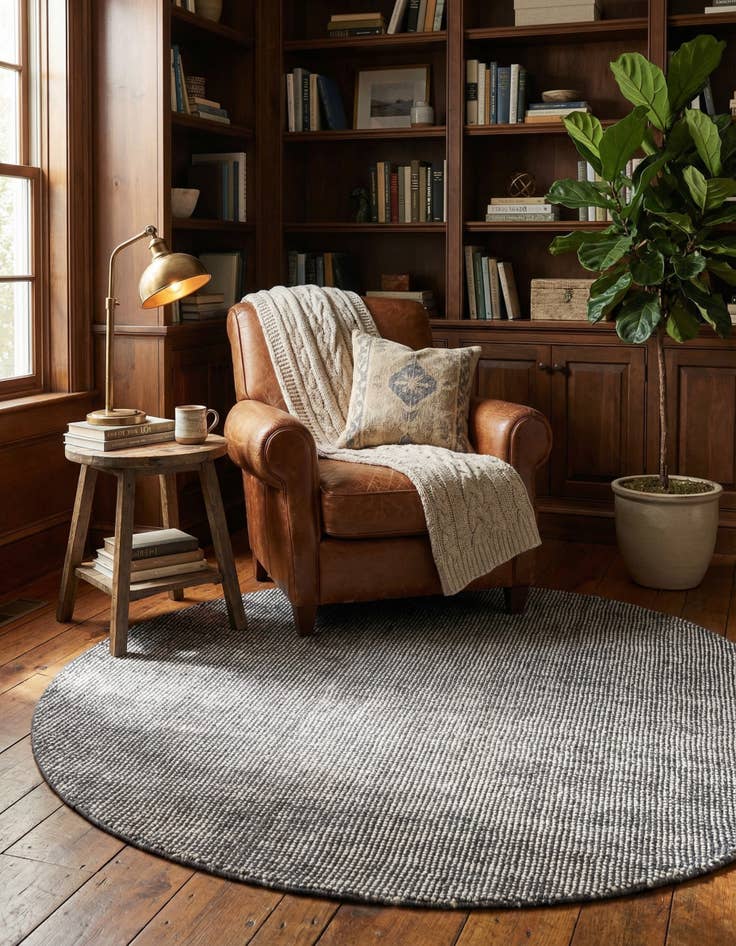 Detail image of 4' 1 x 4' 1  Hand Woven Jill Zarin English Manor Farmhouse Wool Round Rug