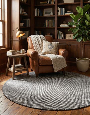 4' 1 x 4' 1 Hand Woven Jill Zarin English Manor Farmhouse Wool Round Rug