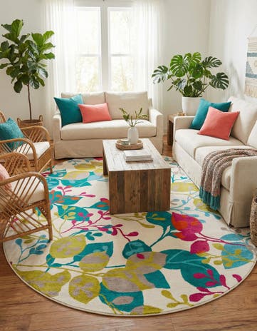 Ivory Azalea Oval Rug