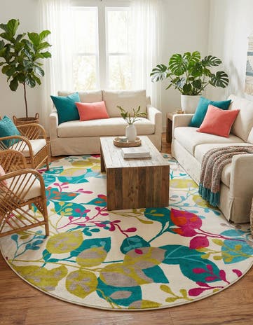 Ivory Azalea Oval Rug