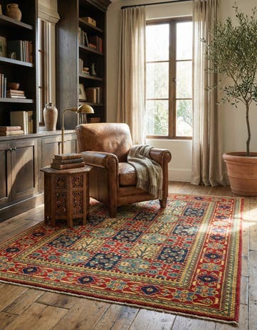 5' x 6' 7 Hand Knotted Kazak Rug