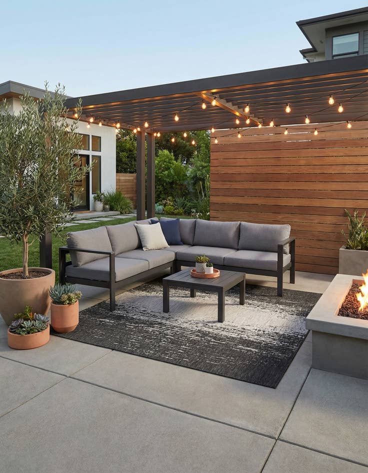 Detail image of  10' 8 x 10' 8  Washable Modern Indoor / Outdoor Square Rug