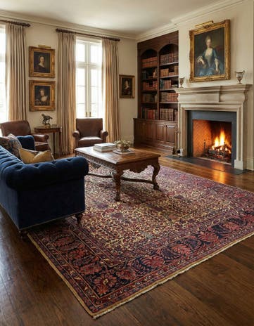 7' 5 x 10' 5 Hand Knotted Sarough Persian Wool Rug