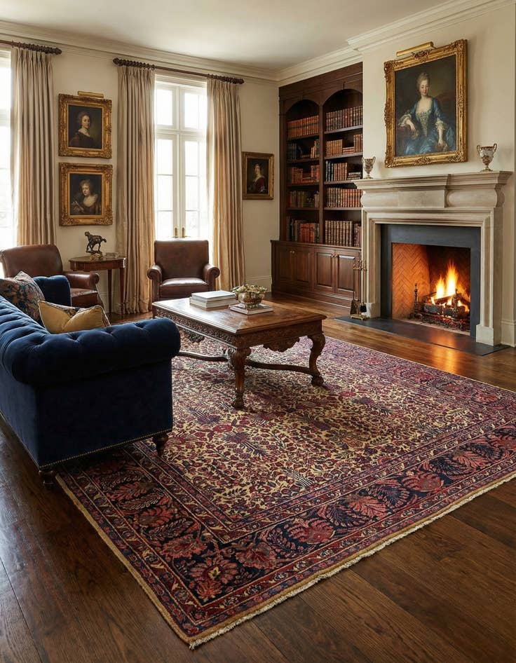 Detail image of  7' 5 x 10' 5  Hand Knotted Sarough Persian Wool Rug