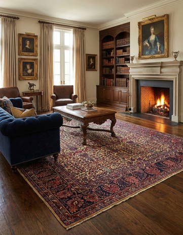 7' 5 x 10' 5 Hand Knotted Sarough Persian Wool Rug